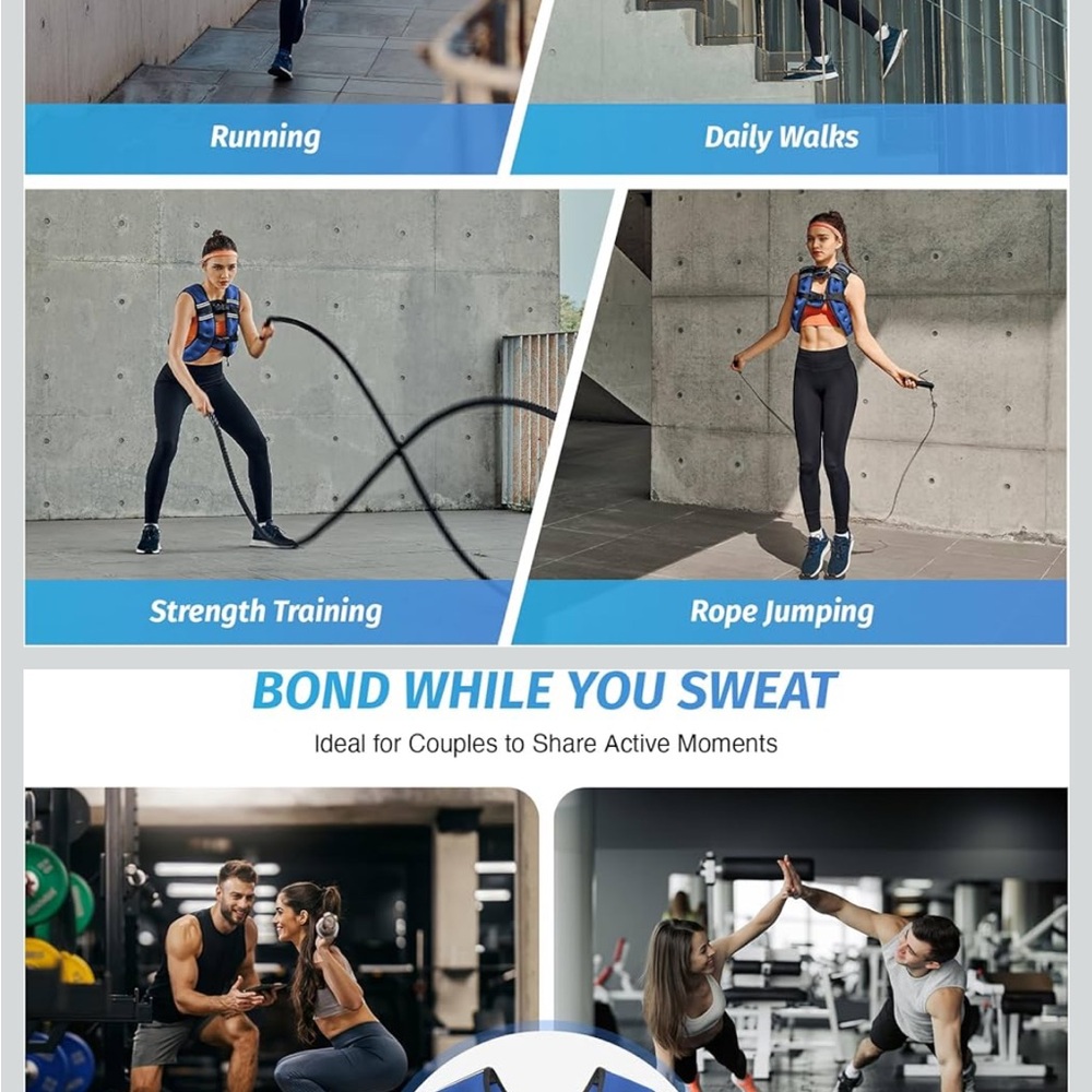 Blue Fitness Weighted Vest 12lb - Picture 4 of 4